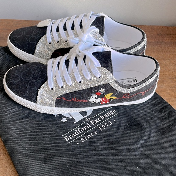 The Bradford Exchange Shoes - Disney Mickey and Minnie Mouse Shoes with Glitter Trim